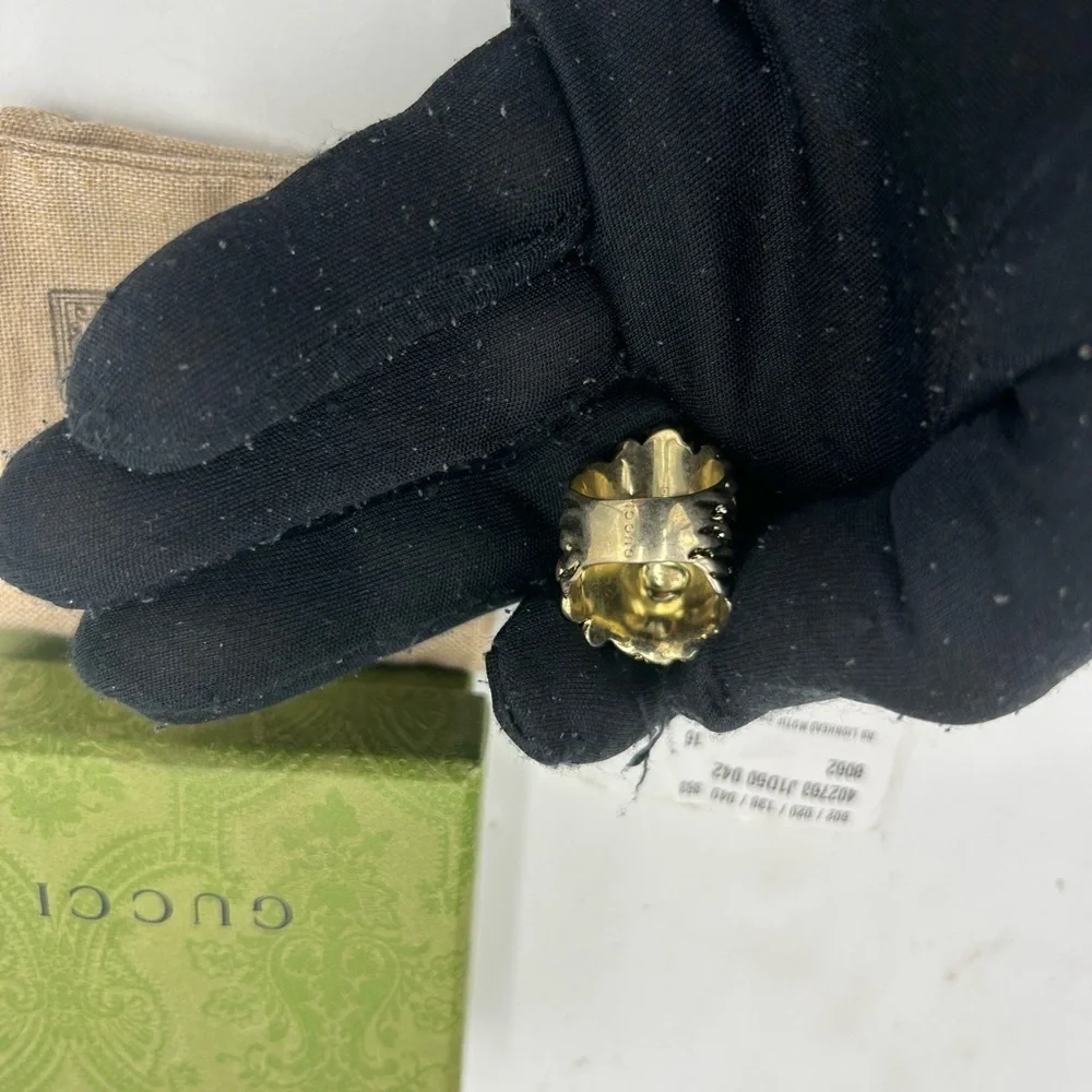 Gucci iconic lion head ring with crystal size 7.5 made in Italy